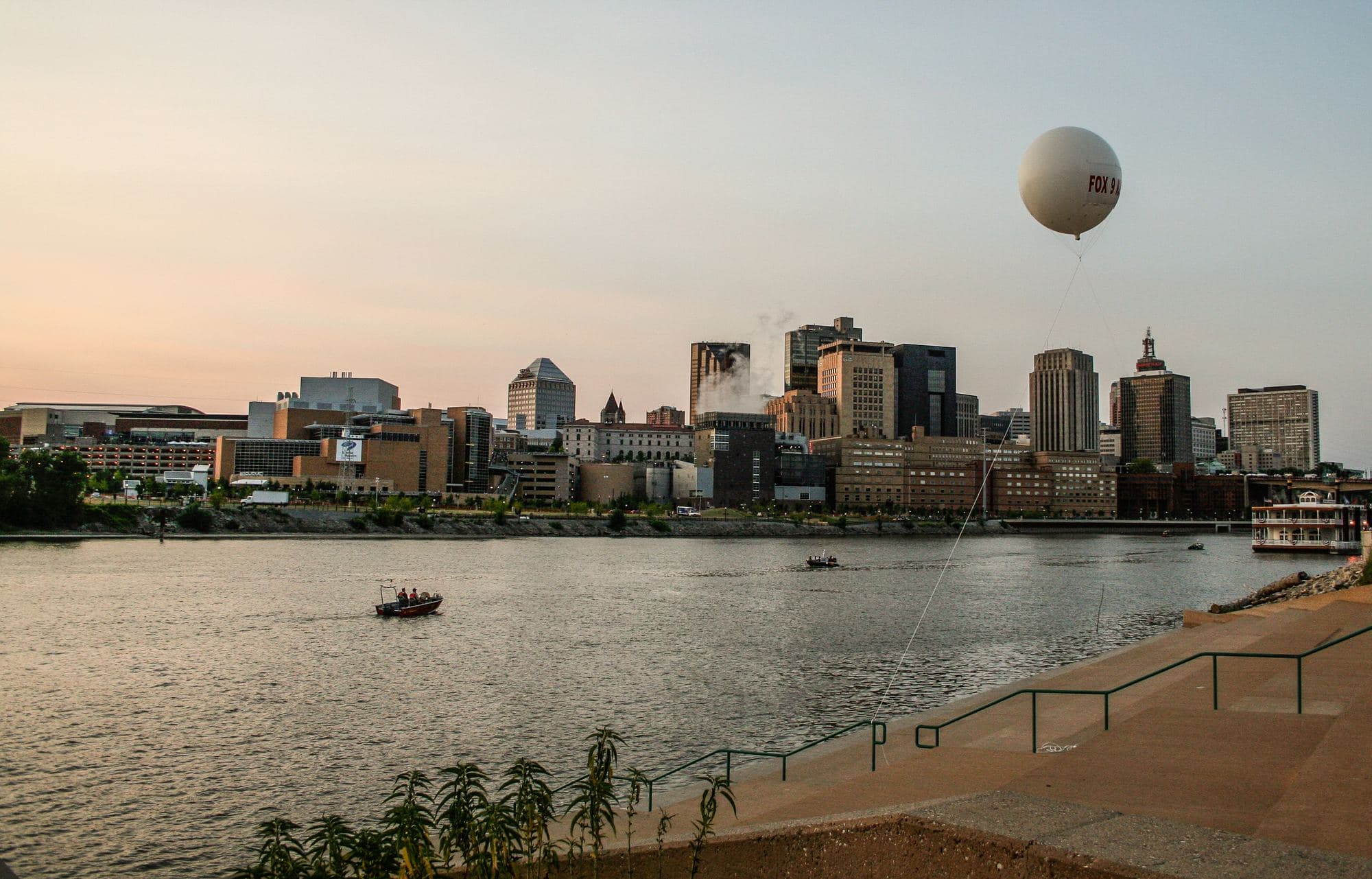 Saint Paul skyline seen from the Mississippi riverfront